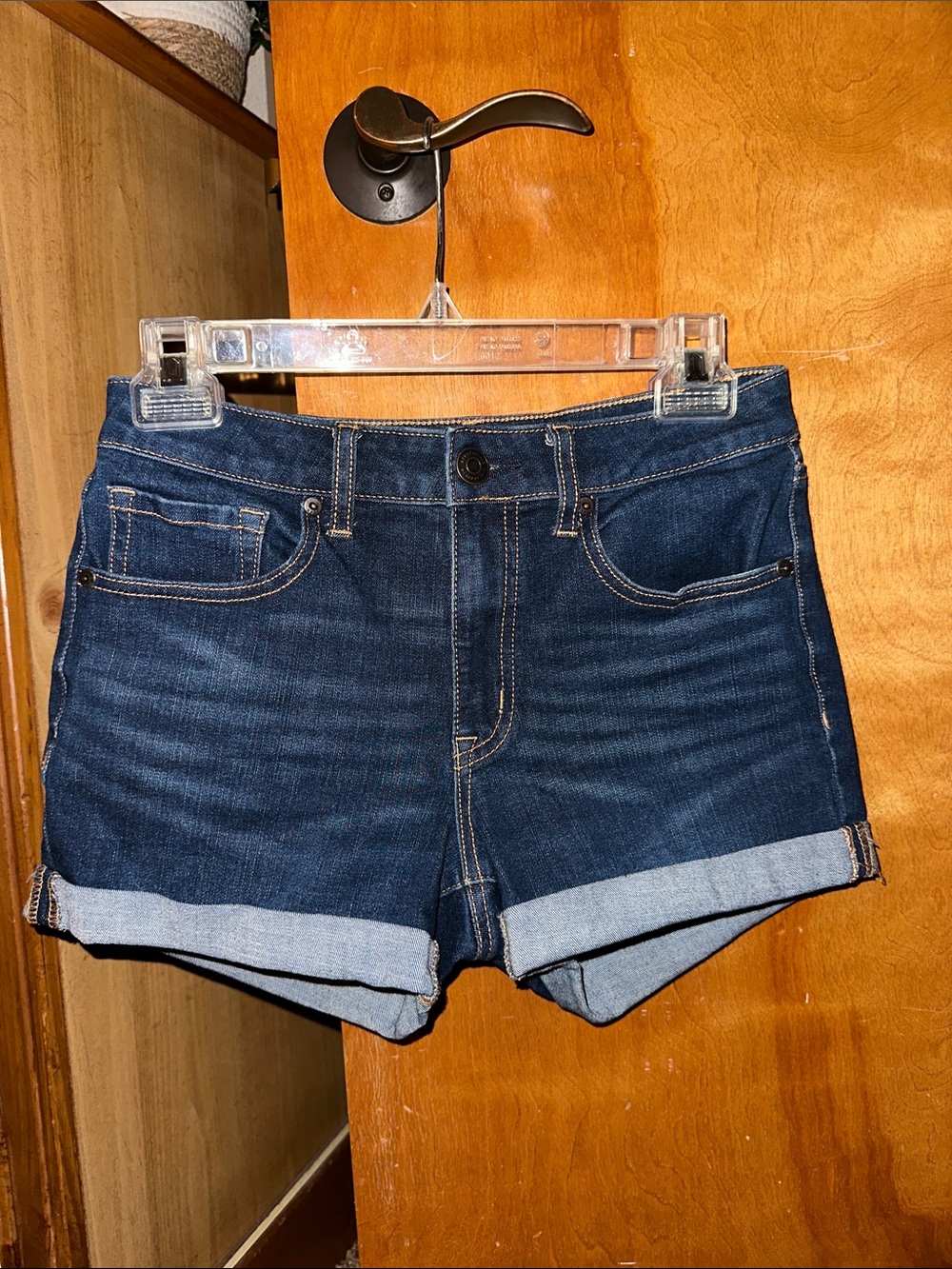 Dark Blue Denim Roll-Cuff Women’s Shorts